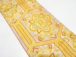 アンティーク　亀甲繋ぎに花唐草模様織り出し袋帯(材料)